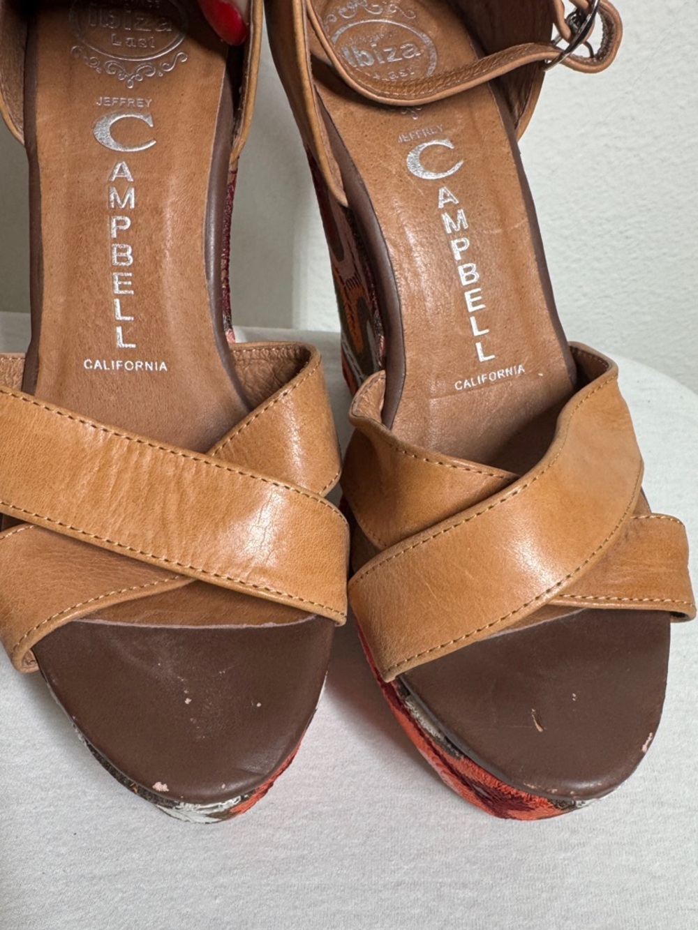 Jeffrey Campbell Bradshaw Ibiza Tan Brown Ankle Strap Wedge Open Toe Sandals 7.5 - Picture 9 of 16